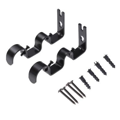2Pcs Curtain Rod Brackets Iron Heavy Duty Modern Style Fixed Mounting Holder for Roman Pole 1 Inch 5 8 Drapery Support