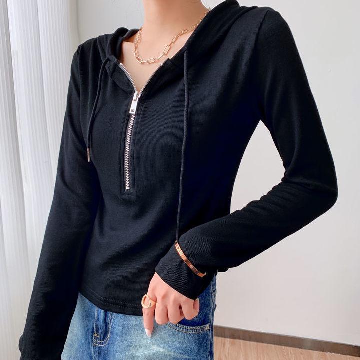 Women's Slim-Fit Cotton Zip-Up Hoodie - Stylish, Niche Design for Spring & Summer
