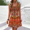 Abito Bohemian Estivo Senza Maniche da Donna Stampa Esclusiva Abito da Vacanza Abito per il Compleanno da Donna Abito da Spiaggia Abito per Donna