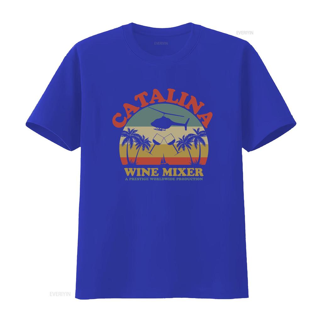 Catalina Wine Mixer T Shirt Retro Helicopter Palm Trees Design Perfect for Movie Lovers Vintage Washed Soft Graphic Stylish