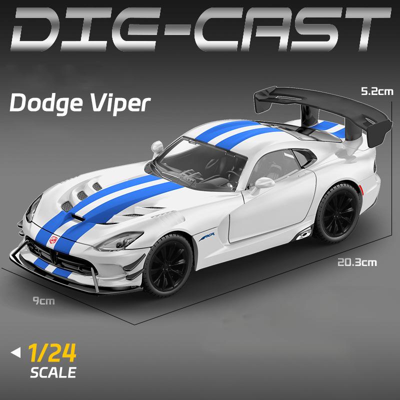 1/24 Dodge Viper ACR SRT Alloy Sports Car Model Diecast Metal Track Racing Vehicles Car Model Sound and Light Childrens Toy Gift