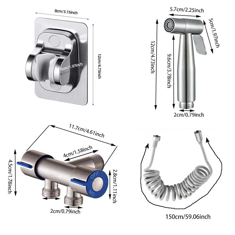 Bathroom toilet matching bidet spray set, one in two out double control double out faucet, with 1.5M flexible hose