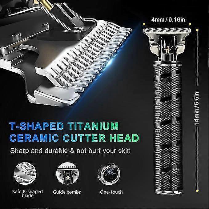 Men's Cordless Hair & Beard Trimmer Kit, 0mm Zero Gap T-Blade Liners & Edgers for Bald Fades