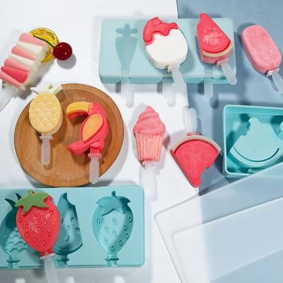Silicone Ice Cream Mold  Maker 4 Holes Popsicle Cube Chocolate Tray Molds Gem Mould Valentine's Day Gift Diamond Baking Tools
