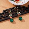 Ancient Gold Craft Chinese Style Retro Enamel Eardrop Inlaid Natural An Jade Earrings For Women Classic Design Jewelry