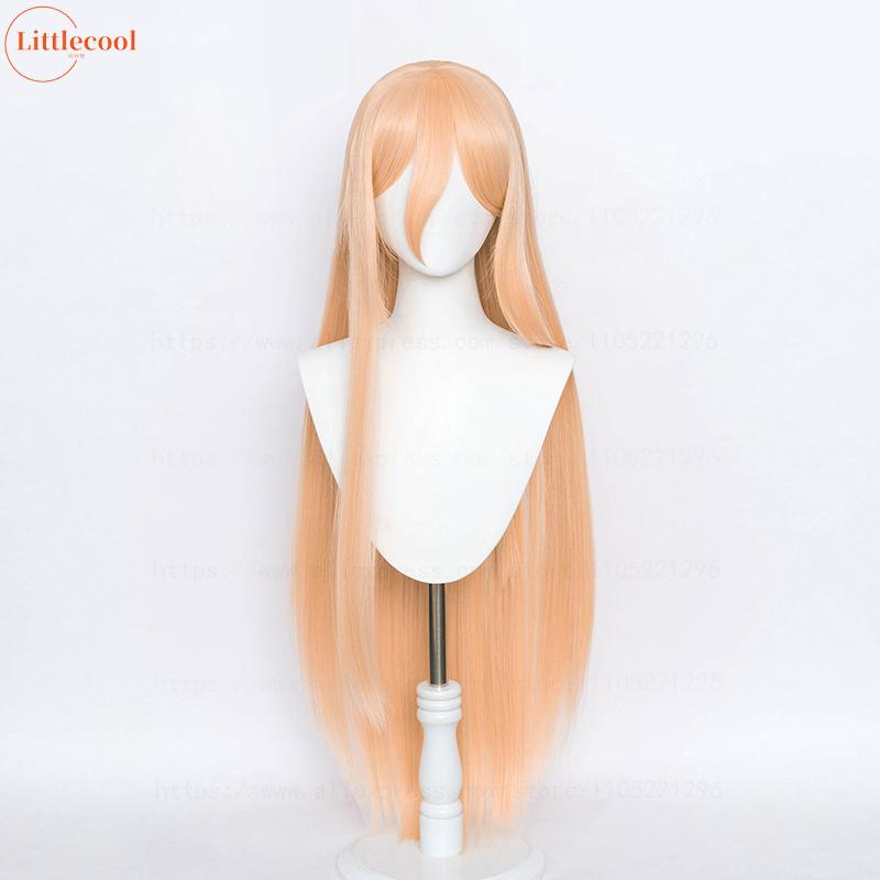 Wysokiej Jakości Peruka Makima Power Wigs 100cm Długa Różowo-Pomarańczowa Odporna na Ciepło Syntetyczne Włosy Peruka do Cosplayu Anime + Czepek pod Perukę