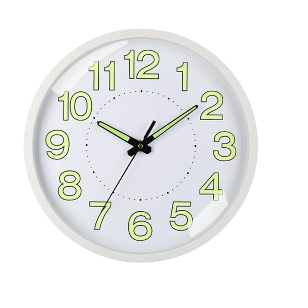Stiller Quartz-Wanduhr 12 Zoll Weiß ABS Glas Leuchtzend Schlafzimmer Wohnzimmer
