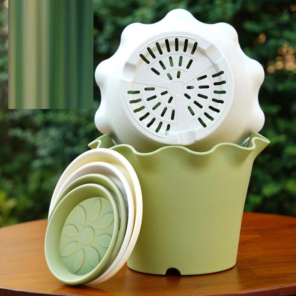 Květináč s listovým okrajem, zesílený plast, vnitřní balkon, vysoká úroveň vzhledu, květináč s vlnitým okrajem