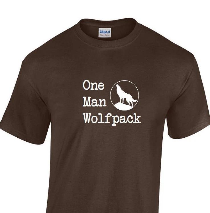 

One Man Wolfpack T-Shirt Chocolate Brown White Funny Hangover Tee Shirt S-3XL S