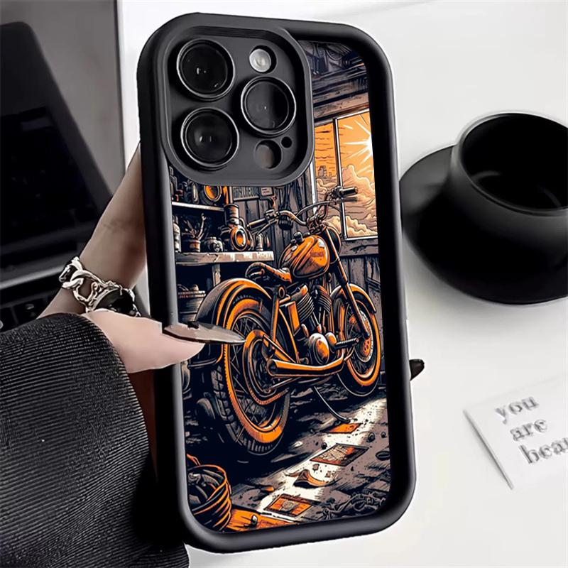 Motorcycle And Bike Ride Speed Vintage Phone Case,For iPhone 17 Air 16 15 13 12 11 ProMax Pro Plus,Smooth Touch Protective Cover