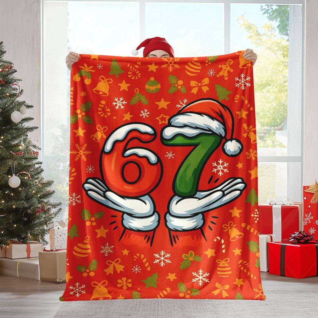 

Christmas 67 Element Blanket Four Seasons Use Snowflake Pattern Digital Printing Suitable for Home Office Travel Camping 75x100cm