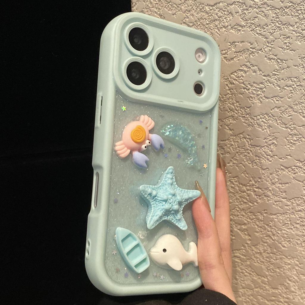 Ocean 3D Doll Phone Case with Chain for Apple 14/15Pro/16/17ProMax