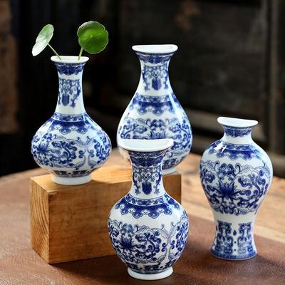 Blue and White Porcelain Chinese Zen Wall Vase - Ceramic Hanging Ornament for Office or Home Decor