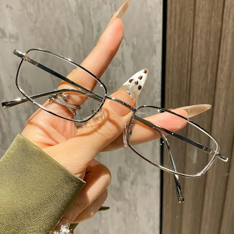 Gold silk plain glasses frame, European and American retro square frame, Phnom Penh myopia can be matched with degree flat glasses, anti-blue light g