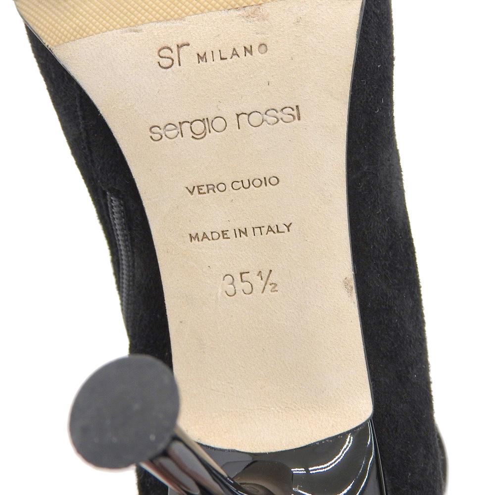 Sergio Rossi Suede Stretch Ankle Boots for Women, Black, Size 35 1/2, A85191 Shoes 35.5 blackUsed