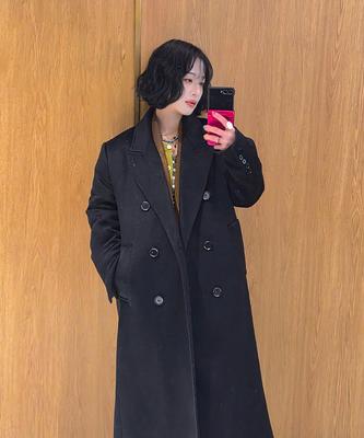 Generalidea Double-Breasted Wool Long Coat [Black] / Wbe3L10507