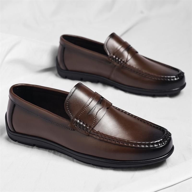 Fashion Men Handmade Leather Loafers Fashion Casual Driving Flats Slip-on Shoes Comfy Moccasins Leisure Walk Business Footwear Sneakers