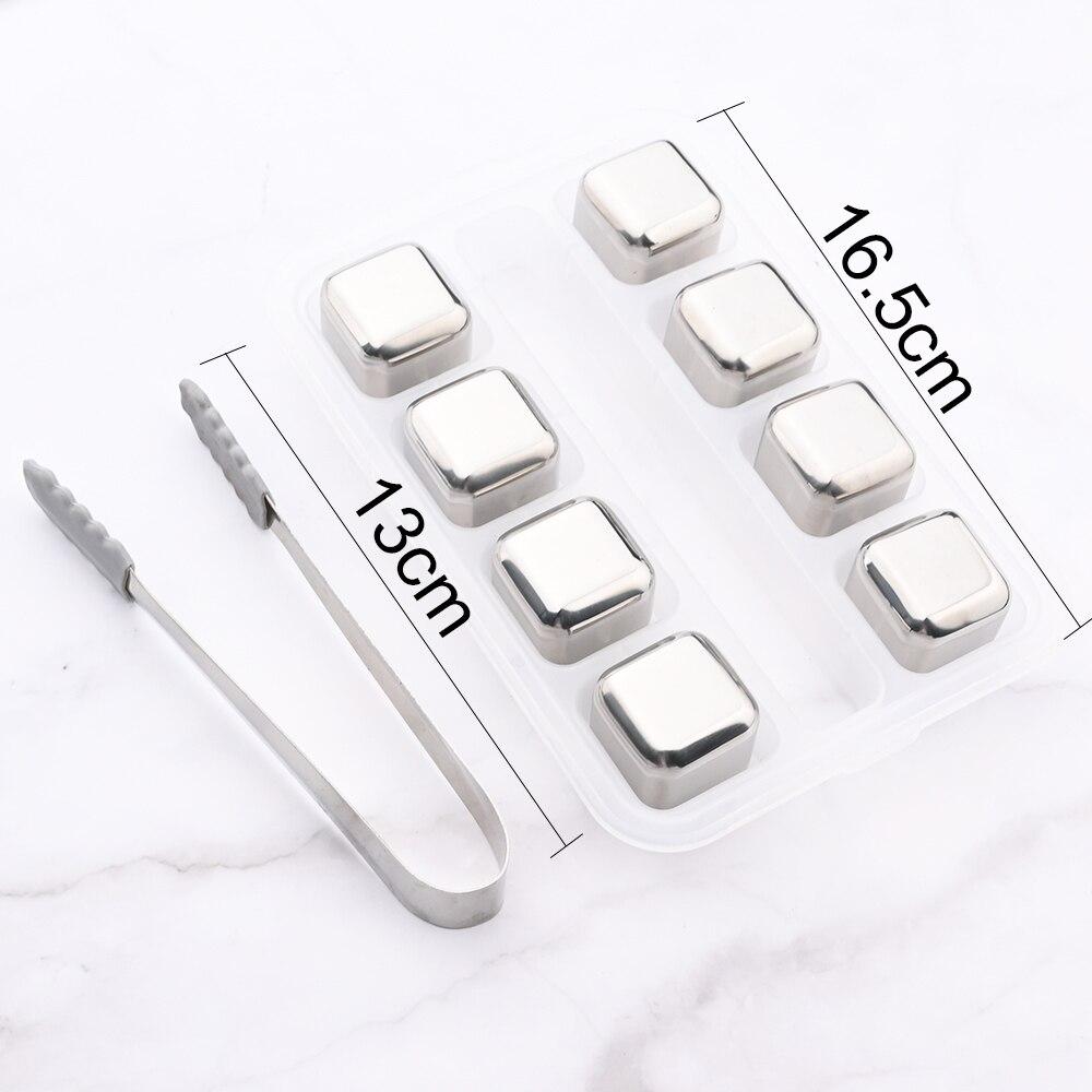 Edelstahl-Eiswürfel-Set, Whiskey-Steine, Kühler, Wein, glatte Kühlsteine, wiederverwendbar, lebensmittelecht, zum Trinken von Eiswürfeln, Bar-Party