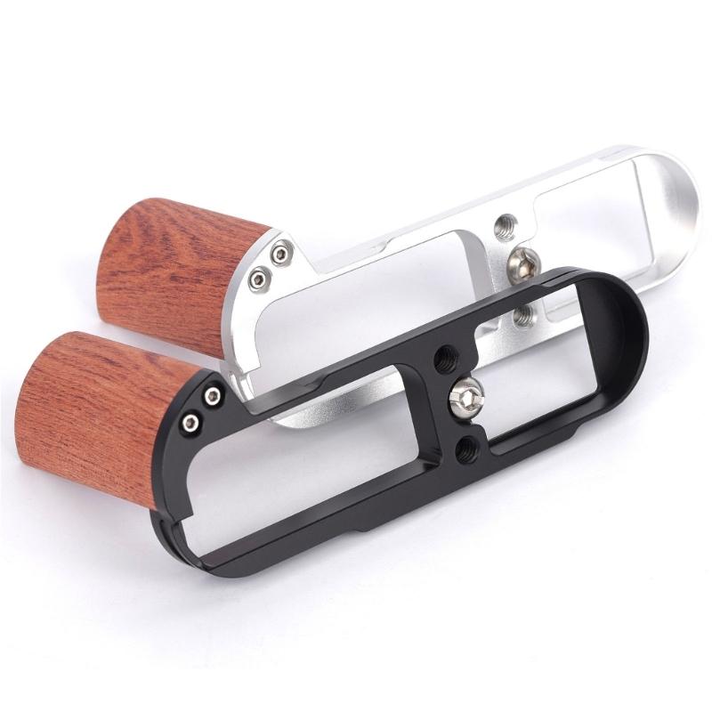 Wood And Metal Hand Grip With Quick Release Base Plate For Camera Enhances Comfort And Protections