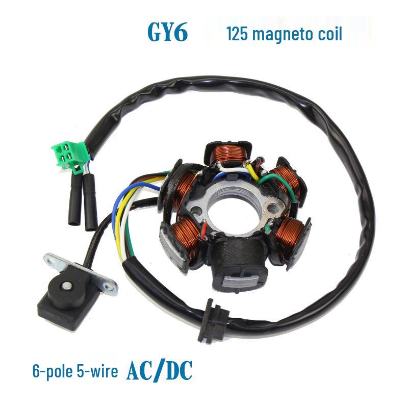 

Двигатель GY6 125/150 Катушка статора магнето 6-полюсная GY6125 Coil 6-Pole DC