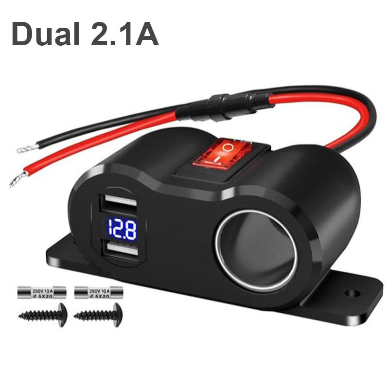 12V Car Charger Power Adapter QC3.0 &PD3.0 Outlet Cigarette Lighter Socket Splitter with LED Voltmeter for RV Marine Boat
