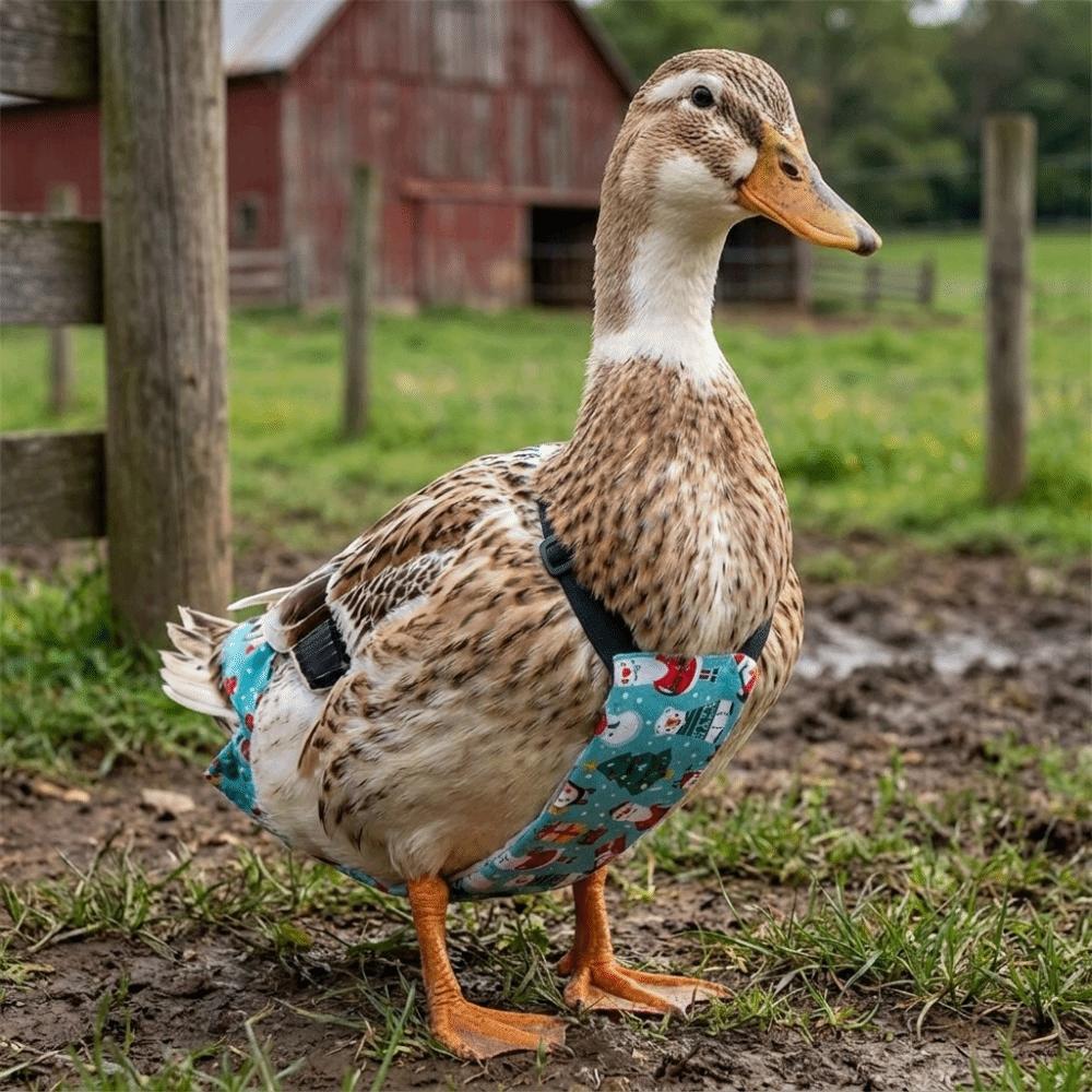 Adjustable Cartoon Pattern Duck Diaper Breathable Elastic Band Christmas Pet Diaper Bow Knot Washable Goose Diaper Poultry Care