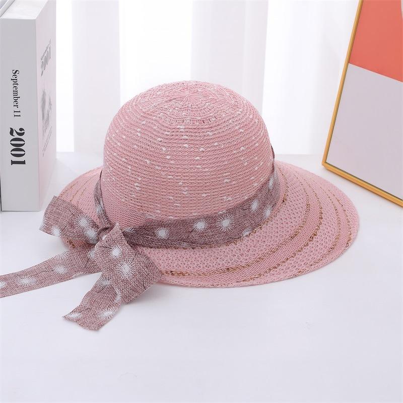 Grass Hat Women's Summer Sunshade Hat Sun Protection Beach Hat Travel Bow Duck Tongue Sun Hat