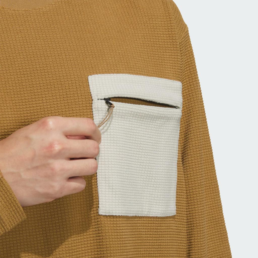 Adidas FW24 M Trans Tee Waffle Sports Casual Long Sleeve T-Shirt Men Tops Desert-Brown JX1786