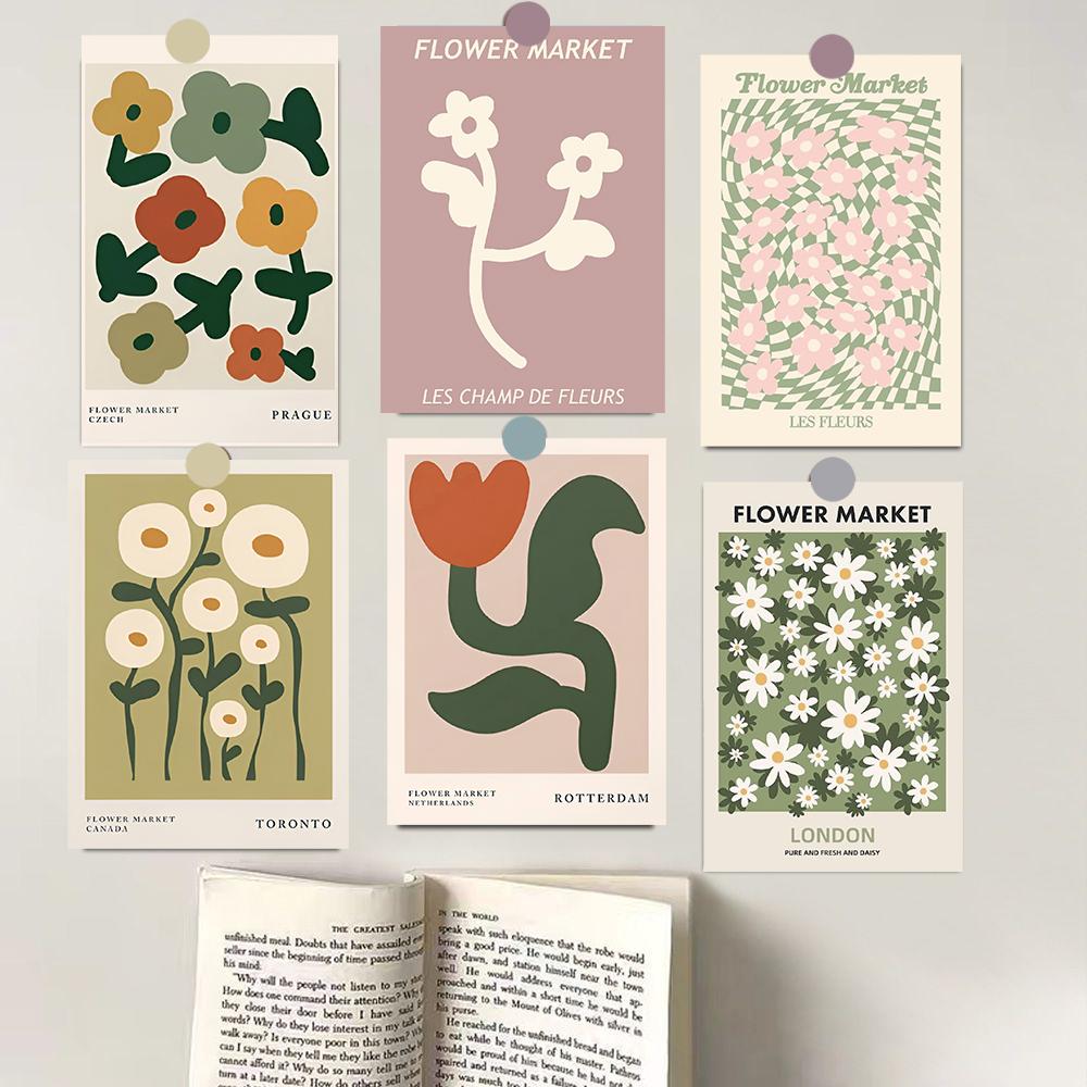 

15 шт. Мультяшные красочные цветы наклейка плакат Харадзюку Минимализм Скейтборд Ноутбук Искусство Гостиная Подарок Багаж Кофе Декоративный