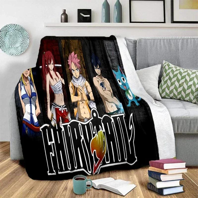 D Print Anime Fairy Tail Fleece Throw Blanket for Sofa Bed Lightweight Soft Warm Cover Tapestry 100x150cm