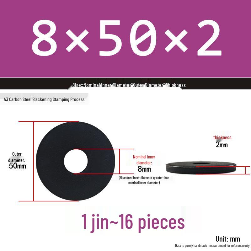 Blackened Thickened Metal Flat Washer Spacer, Round, M3-M42