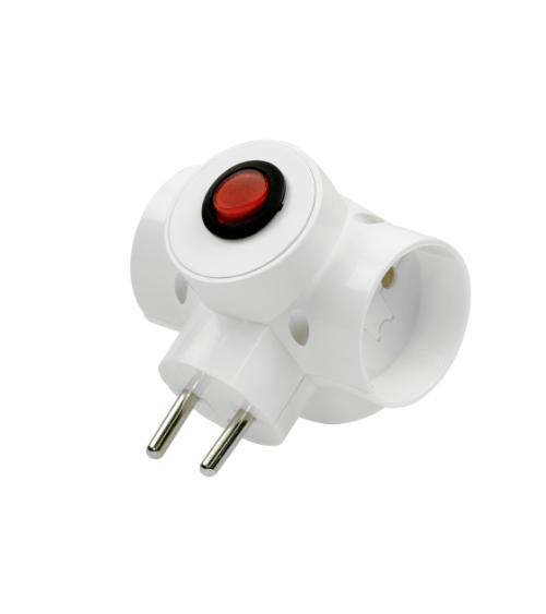 3-way B/Ground Socket Splitter with R-30W (Bi) Switch