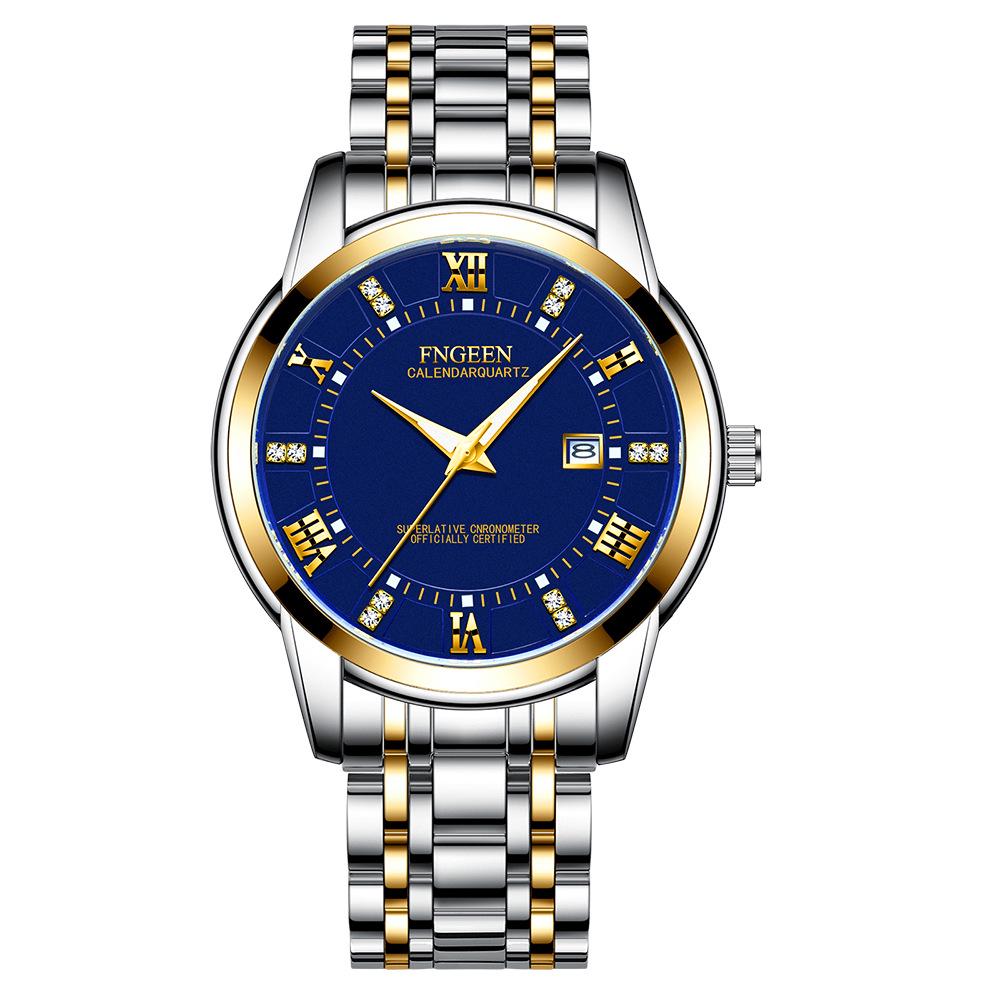 Watch Men's New Waterproof Sports Fine Steel Belt Luminous Quartz Student Fashion Trend Men's Watch Non-Mechanical