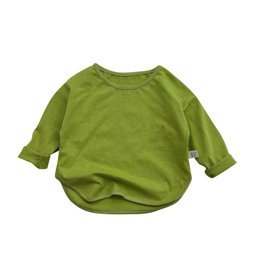 Maglioni girocollo per bambini e bambine, t-shirt a maniche lunghe, tinta unita, per neonati
