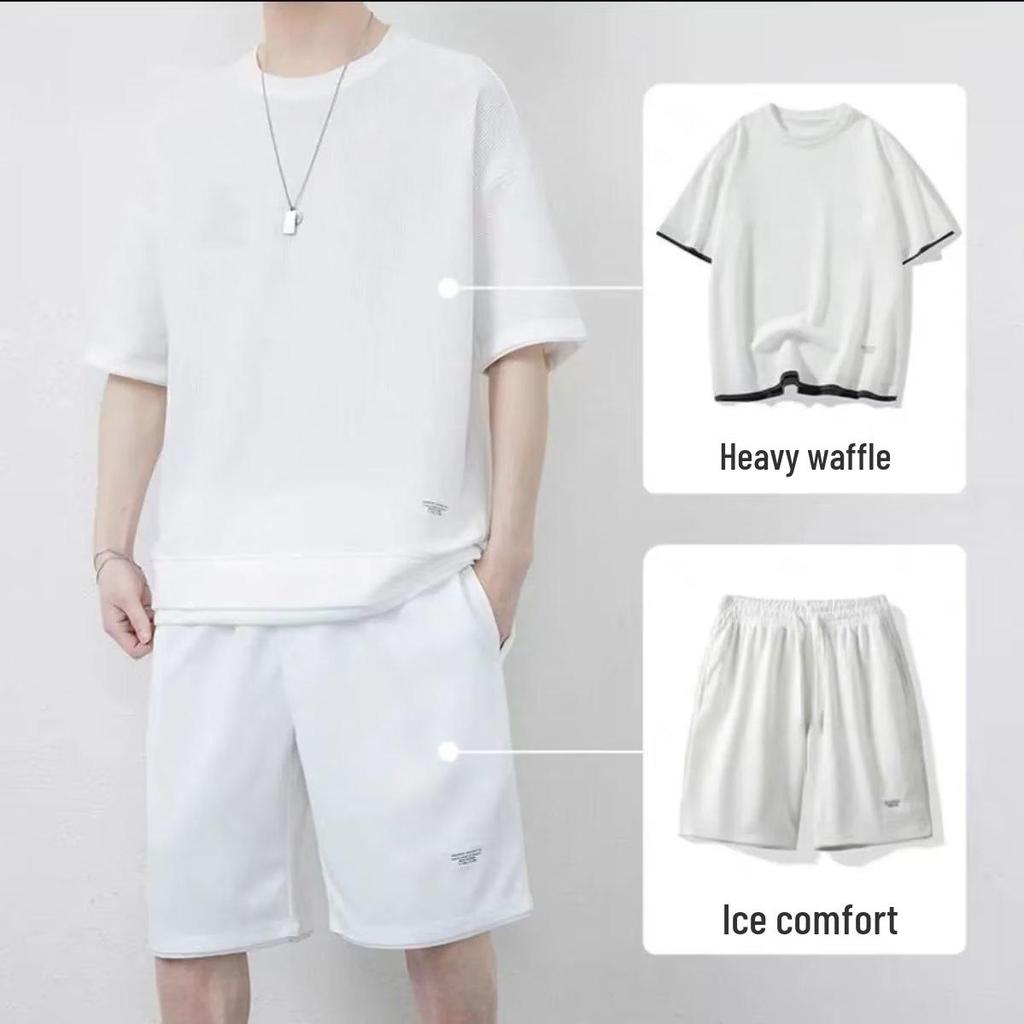 Set T-shirt Sportiva Casual Estiva e Pantaloncini da Uomo - Abbigliamento Giovanile Trendy, Vestibilità Larga