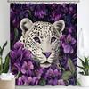 Tenda da Doccia con Leopardo e Alberi, Tenda Decorativa da Bagno Animale Leopardo Rosa, Tenda per la Casa in Tessuto Stampato con Ganci