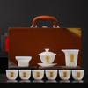 New high-end ice seed jade porcelain kung fu tea set, household simple bank insurance company business souvenir