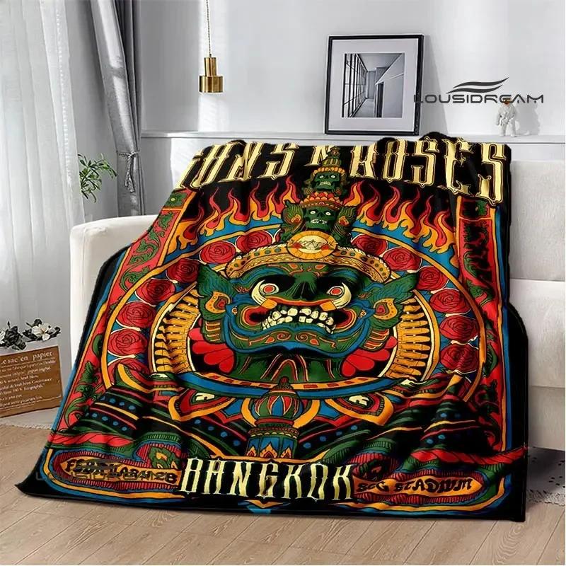 Guns n'roses band retro printed blankets Flannel Warm Blanket Soft Comfort Blanket Home Travel Blankets Bedding birthday gift