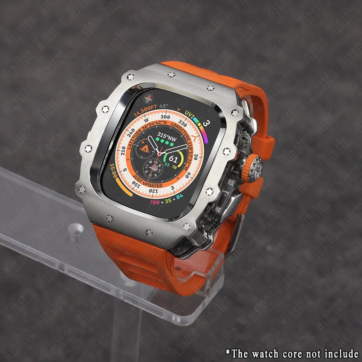 

Розкішний набір для модифікації для Apple Watch Ultra 3/2 49 мм 45 мм 44 мм Силіконовий ремінець Корпус з нержавіючої сталі IWatch Series 9 8 7 6 5 Мод For Ultra 3 49mm