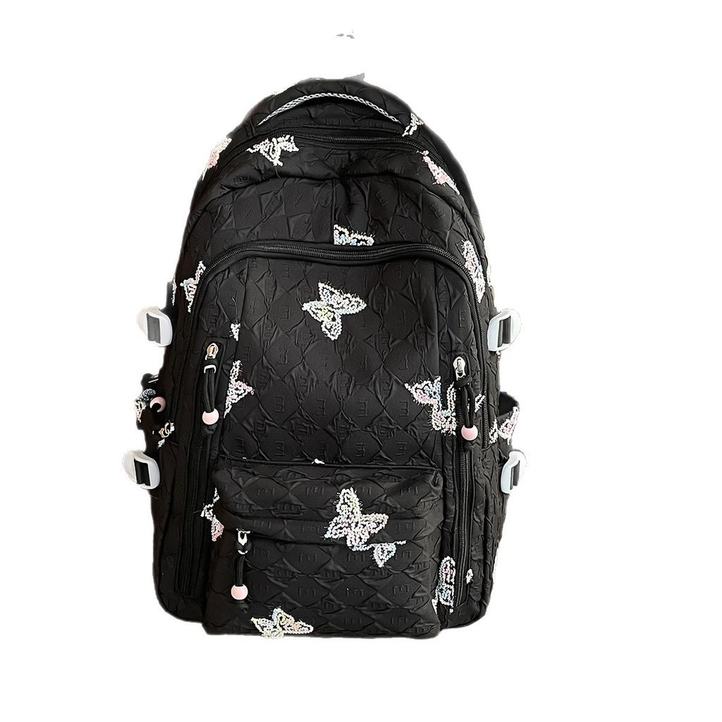 Schoolbag Junior High School Schoolbag Female College Student High Value Bow Computer Backpack Lightweight Large Capacity Class Backpack