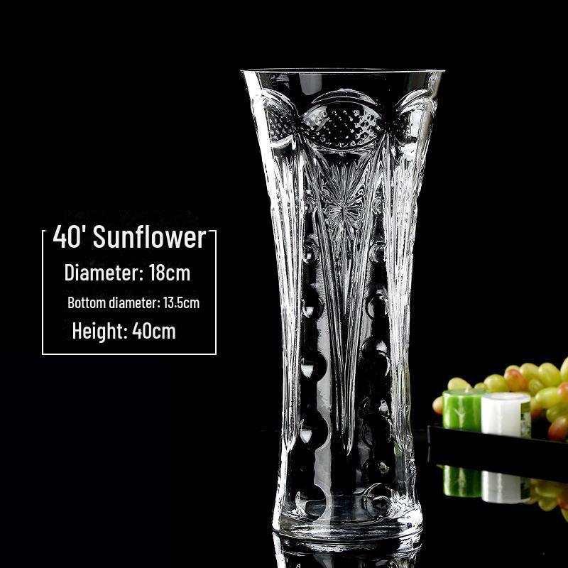 Extra Large Transparent Glass Vase, 50cm Height, Wide Diameter for Flower Arrangements, Living Room Decor, Hydroponic Lucky Bamboo