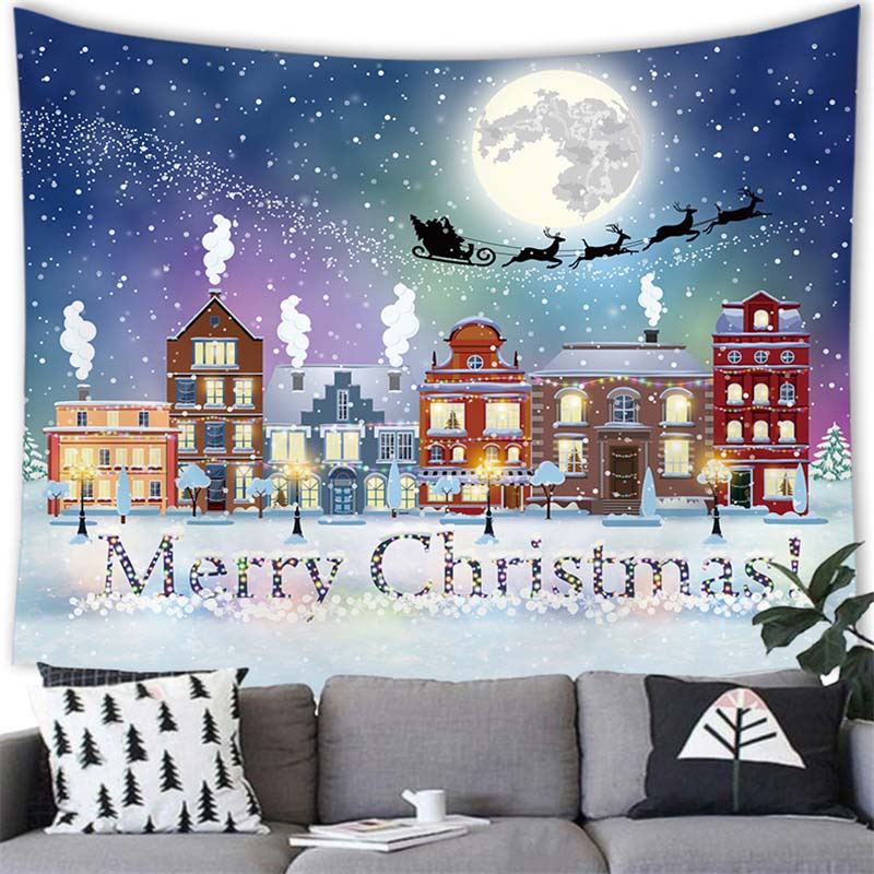 Santa Elch Schneemann Drucken Home Decor Tapisserie Wandbehang Weihnachten Wohnzimmer Zimmer Wand Dekor Hintergrund Stoff tapiz navideño