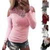 Elegant Spring Collection Sexy Lace Shoulder Cutout Cotton T-shirt Top In Gray Pink White And Black