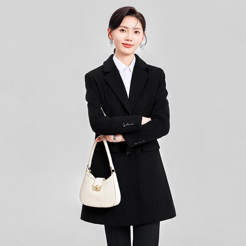 HANMANKE Thickened Wool Blend Mid-Length Professional Overcoat