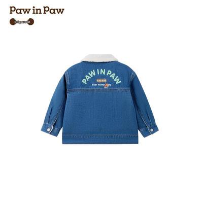 PawinPaw Boys' Cartoon Bear Fleece-Lined Denim Jacket
