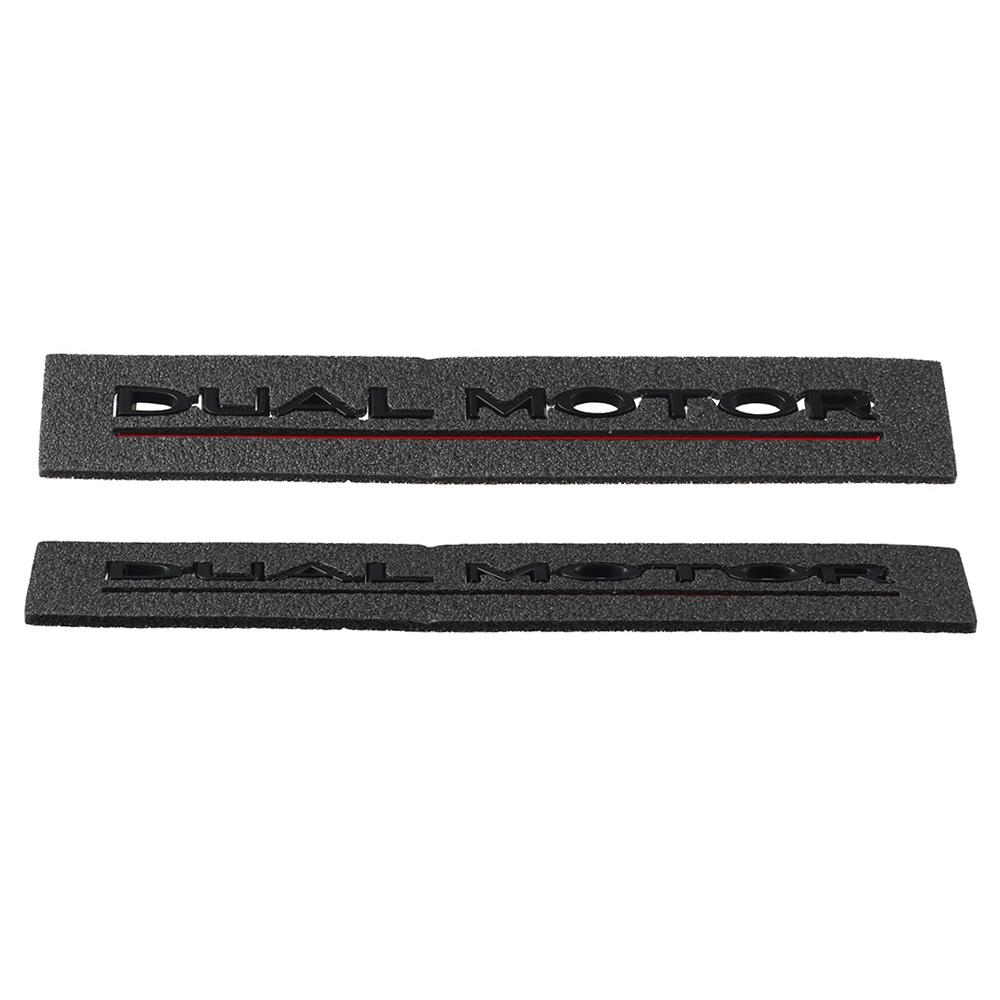 Matte Black Dual Motor Badge Emblem Sticker ABS Letter Shape 3D Car Rear Trunk Emblem Car Logo Sticker Emblem