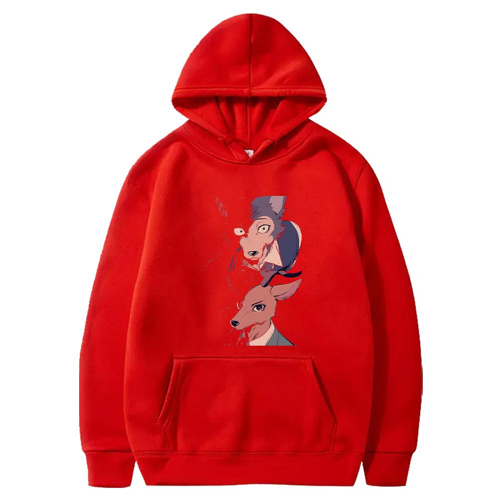 Hot Manga BEASTARS Hoodie Legoshi Rouis Graphic Print Sweatshirt Men Women Clothing Long Sleeve Hooded Harajuku Male Streetwear