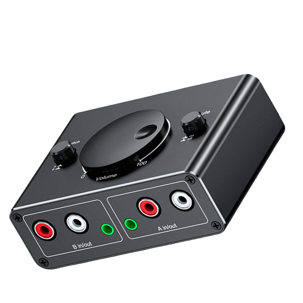 Bidirectional 3.5mm 2RCA Auditory Switcher 2 In 1 Out with Sound Control and Mute Button for Versatiled Use