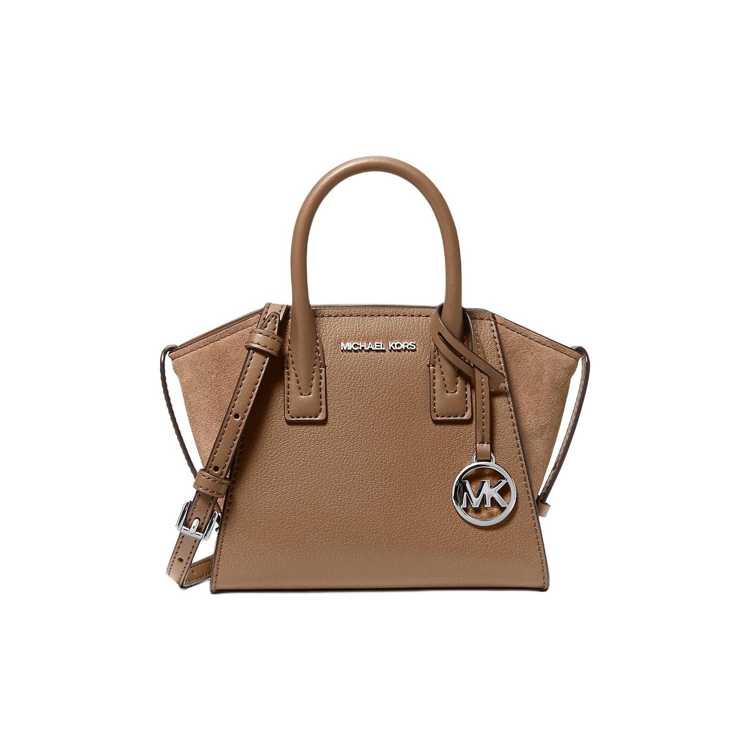 

Michael Kors Avril Adjustable Detachable Shoulder Strap Silver Hardware Mini Leather Shoulder Crossbody Bag Women handbags 35F4S4VC0L-DRIFTWOOD Basic Set (Bag)