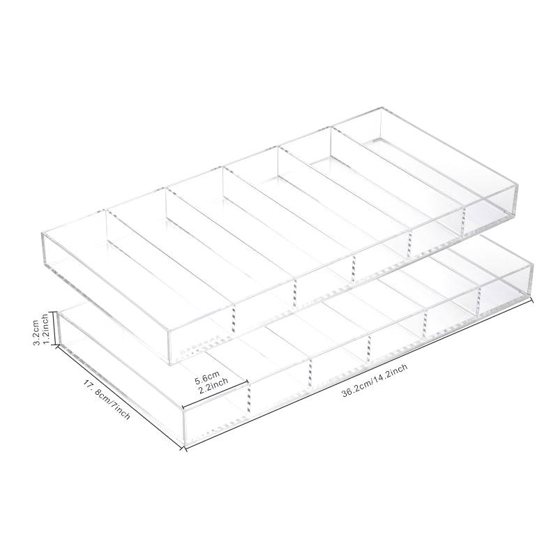 

Набор из 2 акриловых органайзеров для солнцезащитных очков, 6 слотов, держатель для хранения очков, штабелируемые стойки для демонстрации очков, лоток-органайзер для ящика